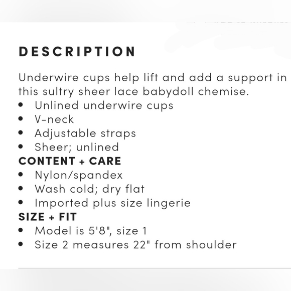 TORRID Simply Lace Black Underwire Babydoll or Chemise! NWT! - Picture 5 of 6